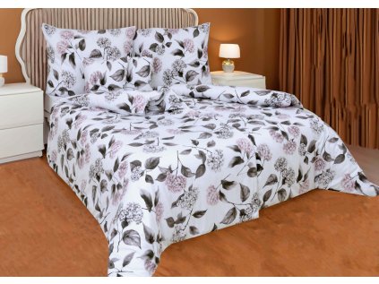 Ložní povlečení flanelové Stanex Hortenzie (LS422), 140 x 200 + 90 x 70, Knoflíkové