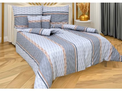 Ložní povlečení flanelové Stanex natural (LS421), 140 x 200 + 90 x 70, Knoflíkové