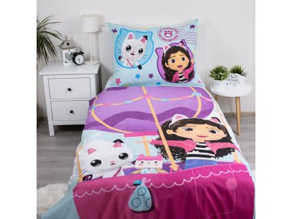 Ložní povlečení bavlněné Gabby´s Dollhouse "Ballon", 140 x 200 + 90 x 70, Zip