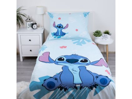Ložní povlečení bavlněné Lilo a Stitch "Blue", 140 x 200 + 90 x 70, Zip