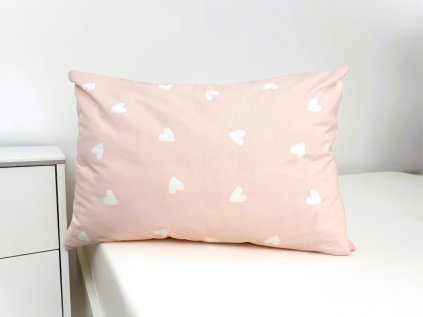 Povlak na polštářek bavlněný Stanex Srdíčka pink (LS433), 40 x 60, Knoflíkové