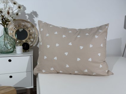 Povlak na polštář bavlněný Stanex Srdíčka latte (LS432), 90 x 70, Zip