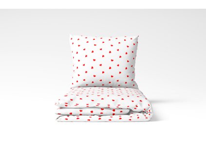 Povlak na polštář bavlněný Stanex Srdíčka red (LS429), 90 x 70, Zip