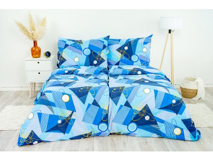 Ložní povlečení flanelové Stanex planeta modrá (LS69), 140 x 200 + 90 x 70, Knoflíkové