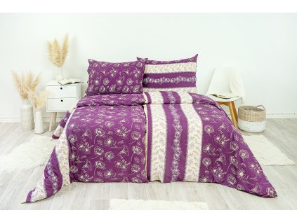 Ložní povlečení bavlněné Stanex purple (LS199), 140 x 200 + 90 x 70, Knoflíkové