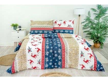 Ložní povlečení krepové Stanex soby (LS258), 140 x 200 + 90 x 70, Knoflíkové