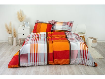 Ložní povlečení bavlněné Stanex Sofie oranžová (LS279), 140 x 200 + 90 x 70, Knoflíkové