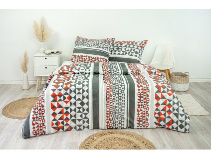 Ložní povlečení bavlněné Stanex střepy šedé (LS288), 140 x 200 + 90 x 70, Knoflíkové