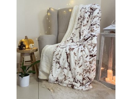 Beránková deka mramor hnědý 150 x 200