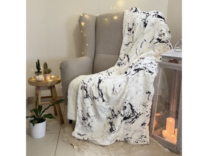 Beránková deka mramor bílý 150 x 200