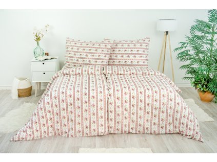 Ložní povlečení krepové Stanex retro růžové (LS248), 140 x 200 + 90 x 70, Knoflíkové