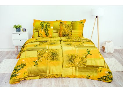 Ložní povlečení krepové Stanex keřík zelený (LS61), 140 x 200 + 90 x 70, Knoflíkové