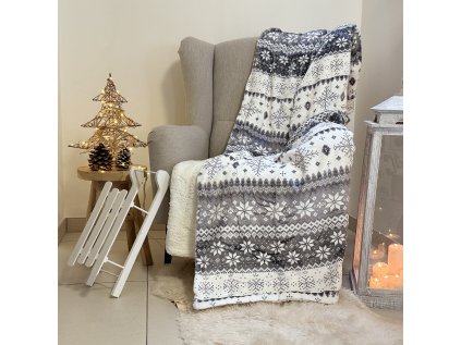Beránková deka vánoční vločky 150 x 200