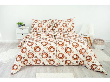 Ložní povlečení bavlněné Stanex kola hnědá (LS12), 140 x 220 + 90 x 70, Knoflíkové
