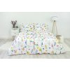 Ložní povlečení bavlněné Stanex flora bílá (LS211), 140 x 220 + 90 x 70, Knoflíkové