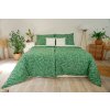Ložní povlečení bavlněné Stanex zelené lístky (LS413), 140 x 220 + 90 x 70, Knoflíkové