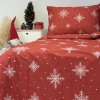 Ložní povlečení bavlněné Stanex vločky červené (LS425), 140 x 200 + 90 x 70, Zip