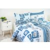 Ložní povlečení bavlněné Stanex káro modré (LS74), 140 x 200 + 90 x 70, Knoflíkové