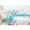 Ložní povlečení bavlněné Stanex peří tyrkysové (LS218), 140 x 200 + 90 x 70, Knoflíkové