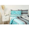 Ložní povlečení bavlněné Stanex Miranda tyrkysová (LS263), 140 x 200 + 90 x 70, Knoflíkové