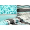 Ložní povlečení bavlněné Stanex Miranda tyrkysová (LS263), 140 x 200 + 90 x 70, Knoflíkové