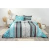 Ložní povlečení bavlněné Stanex Miranda tyrkysová (LS263), 140 x 200 + 90 x 70, Knoflíkové