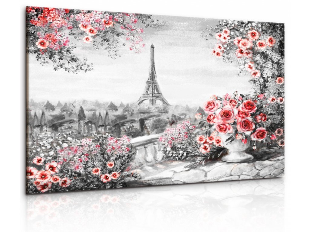 Obraz malebná Paříž s květinami II