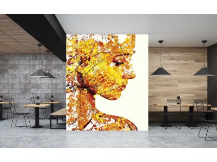 Tapeta Žena podzimní listí (Vel. (šířka x výška) 504 x 310 cm)