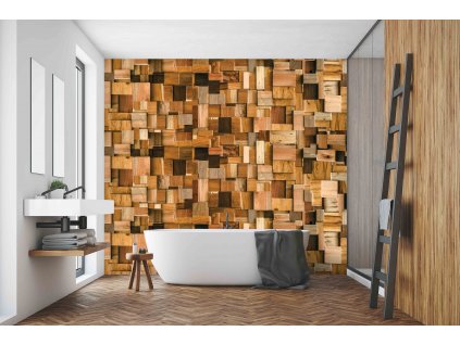 Tapeta dřevěná geometrie interier