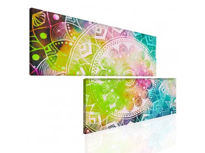 Dvoudílný obraz barevná mandala