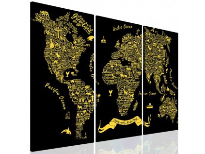 Obraz typografická mapa světa