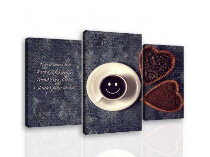 Třídílný obraz káva s úsměvem