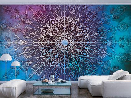 Tapeta Mandala pampeliška - modrá