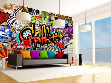 Barevné graffiti tapeta na stěnu
