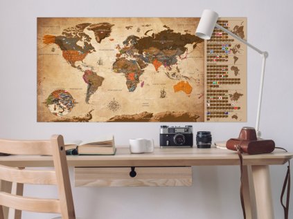 Stírací mapa světa Vintage francouzská
