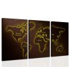 Třídílný obraz mapa světa III.