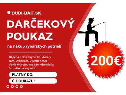 DARČEKOVÝ POUKAZ 200€ - dudi-bait.sk