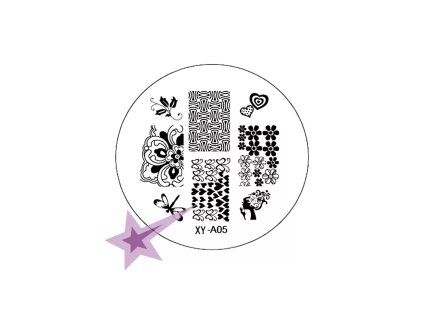 Razítkovacia doštička XYA05 - srdiečka, vážka