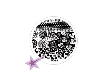 Razítkovací destička JQ69 - ruže, srdiečka, krajka