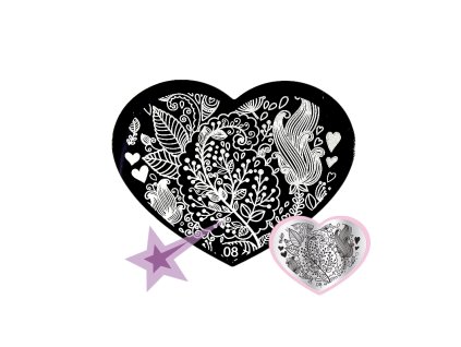 Razítkovacia doštička S08 - pôvabné ornamenty, srdiečka