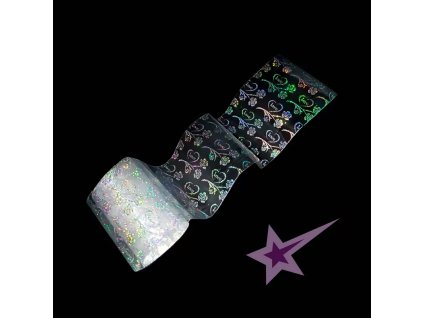 Zdobiaca fólia na nechty - Silver Love Holo, 30cm