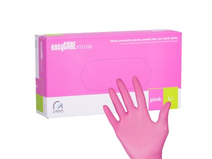 Nitrilové rukavice bez latexu, ružové (L) - 50 párov