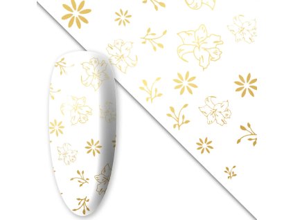 Zdobenie fólia na nechty - Gold Series Flowers, 100cm