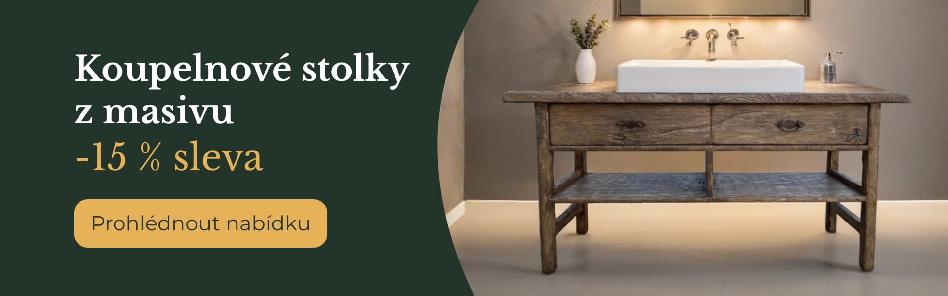 Koupelnové stoly a skříňky z masivu do koupelen