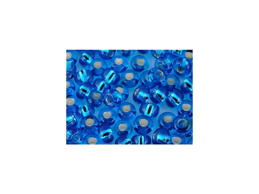 Rokajly Preciosa č.67150 - Blue Zircon - Stříbrná průtah - 10/0 12g