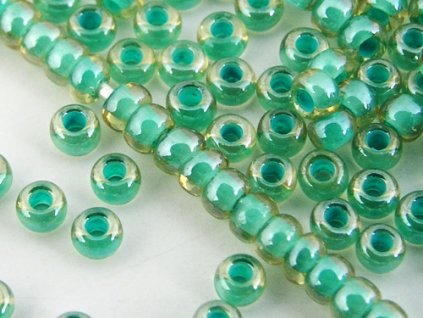 Seed Beads Preciosa No.11355 - Light Topaz - Green Line Sfinx - 10/0 12g