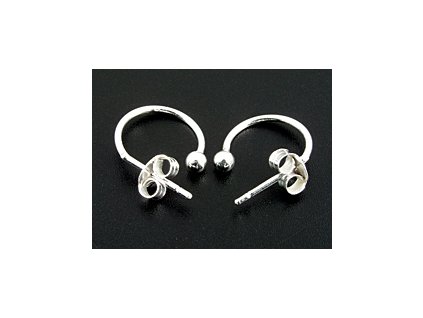 Earstud Ring with Ball N9 Silver Ag 925/1000 13x0,9mm