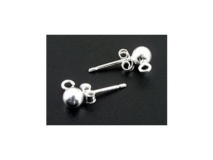 Earstud Ball with loop N12 Silver Ag 925/1000 5x0,9mm