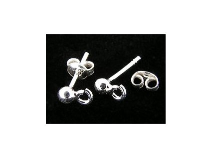 Earstud with ball and loop N41 Silver Ag 925/1000 13x3x0,8mm