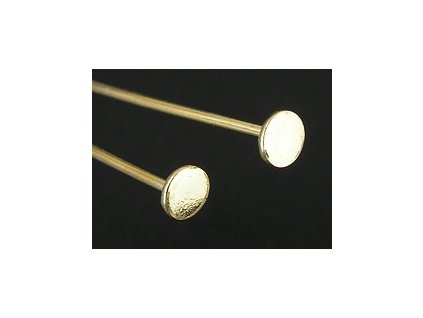 Pin with Round Flat Head GPIN02 Gold Plated Silver Ag 925/1000 35mm 1piece